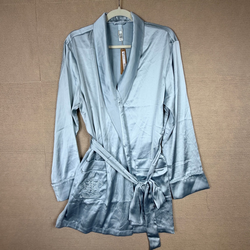 Skims Hotel Skims Shine Robe Frost Blue Medium NWT Defect